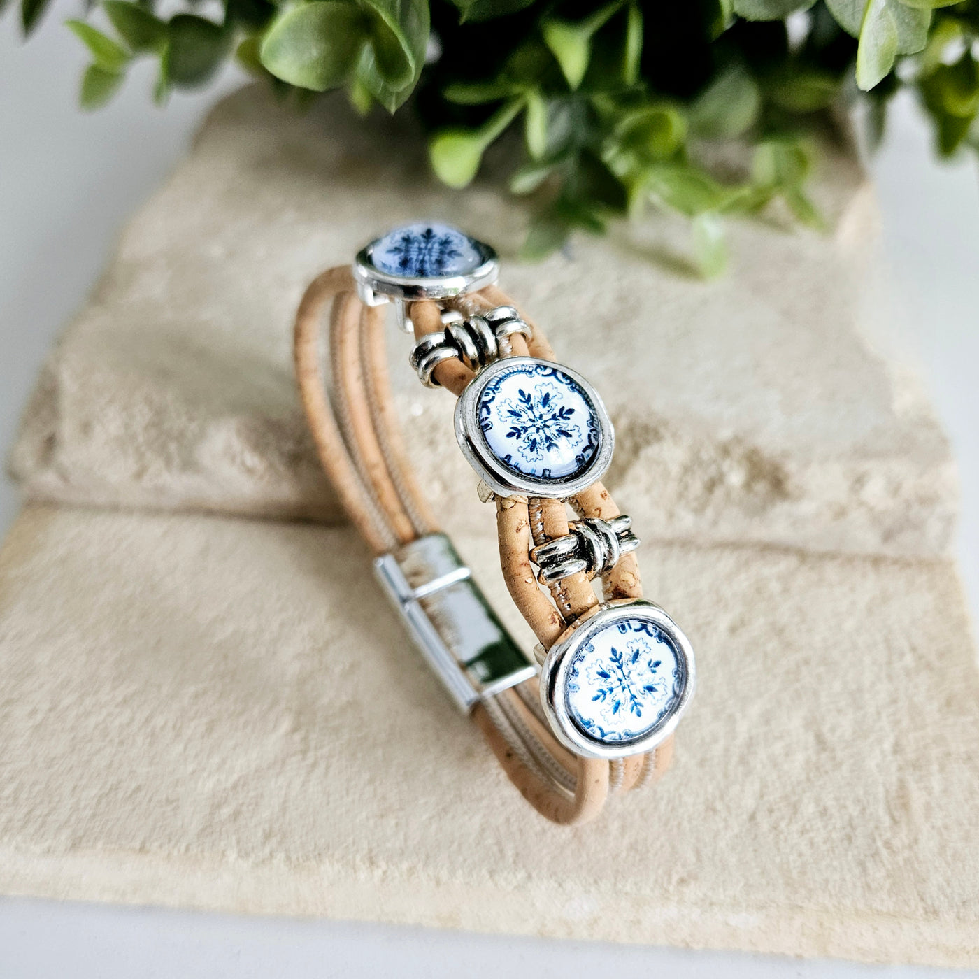 Cork & Blue Portuguese Tiles Bracelet