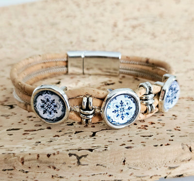 Cork & Blue Portuguese Tiles Bracelet