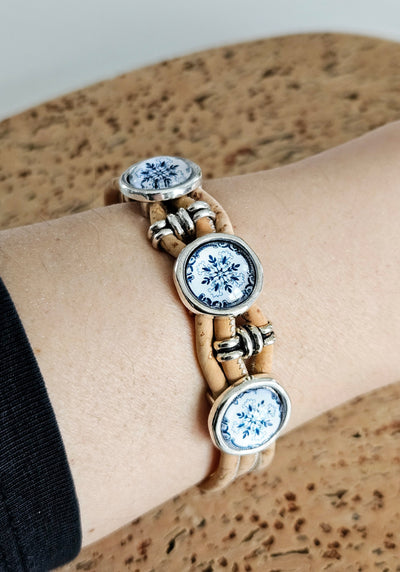 Cork & Blue Portuguese Tiles Bracelet