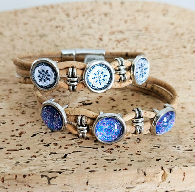 Cork & Blue Portuguese Tiles Bracelet