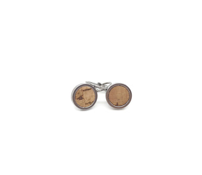 Cork round dangle earrings stainless steel small earrings silver cork jewelry cork vegan leather accessories silver round stud earrings