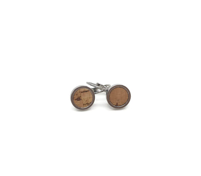 Cork round dangle earrings stainless steel small earrings silver cork jewelry cork vegan leather accessories silver round stud earrings