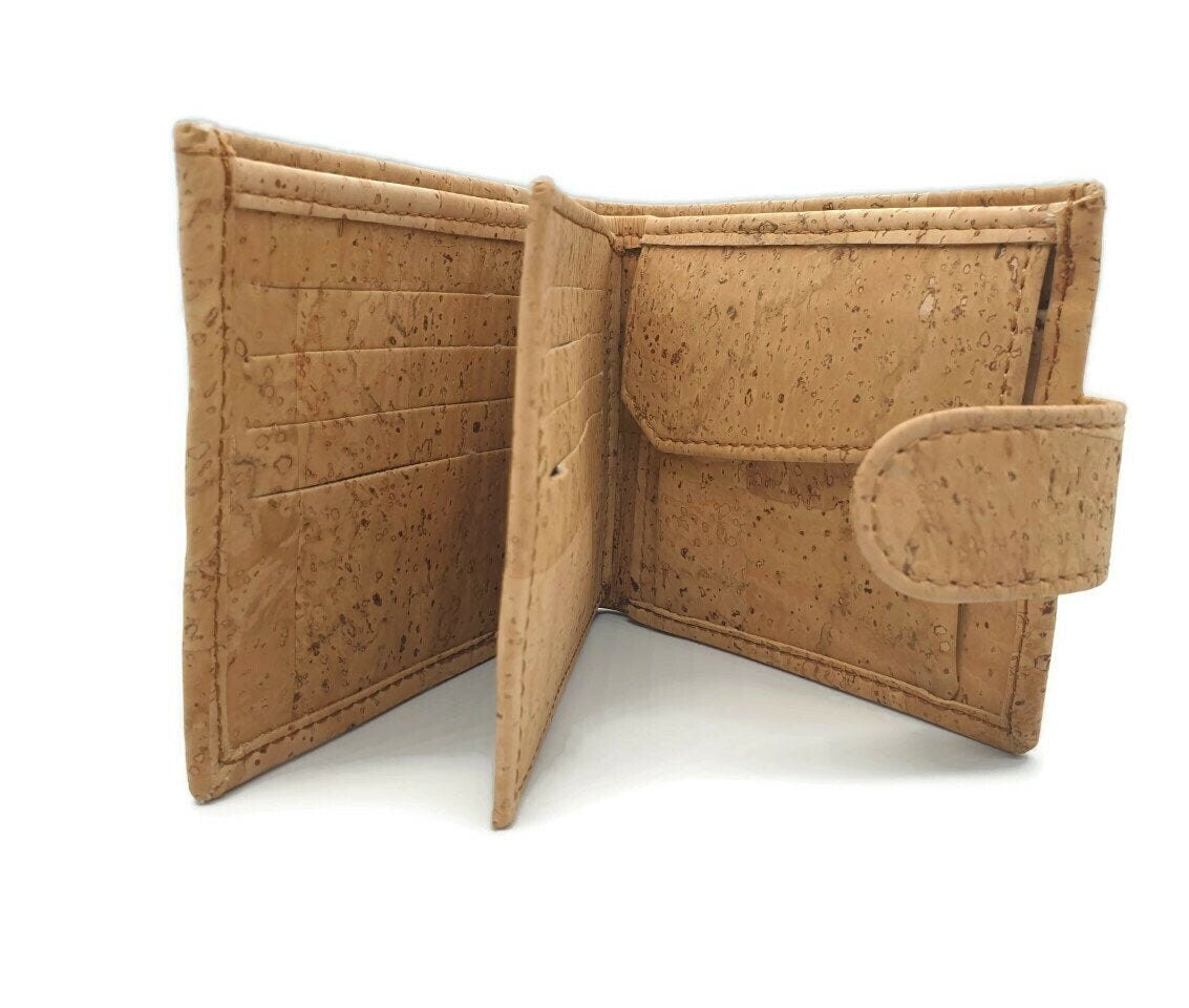 Cork Wallet Men Gift Sustainable Eco Friendly Wallet Eco Leather Handmade Bifold Slim Cork Vegan Wallet Organic Unisex Wallet Ethically Made