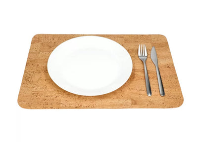 NATURAL CORK Placemat Individual Vegan Heat Resistant Waterproof Rectangle Indoor Outdoor Garden Dining Table Dinner Decor Kitchen Mat Gift