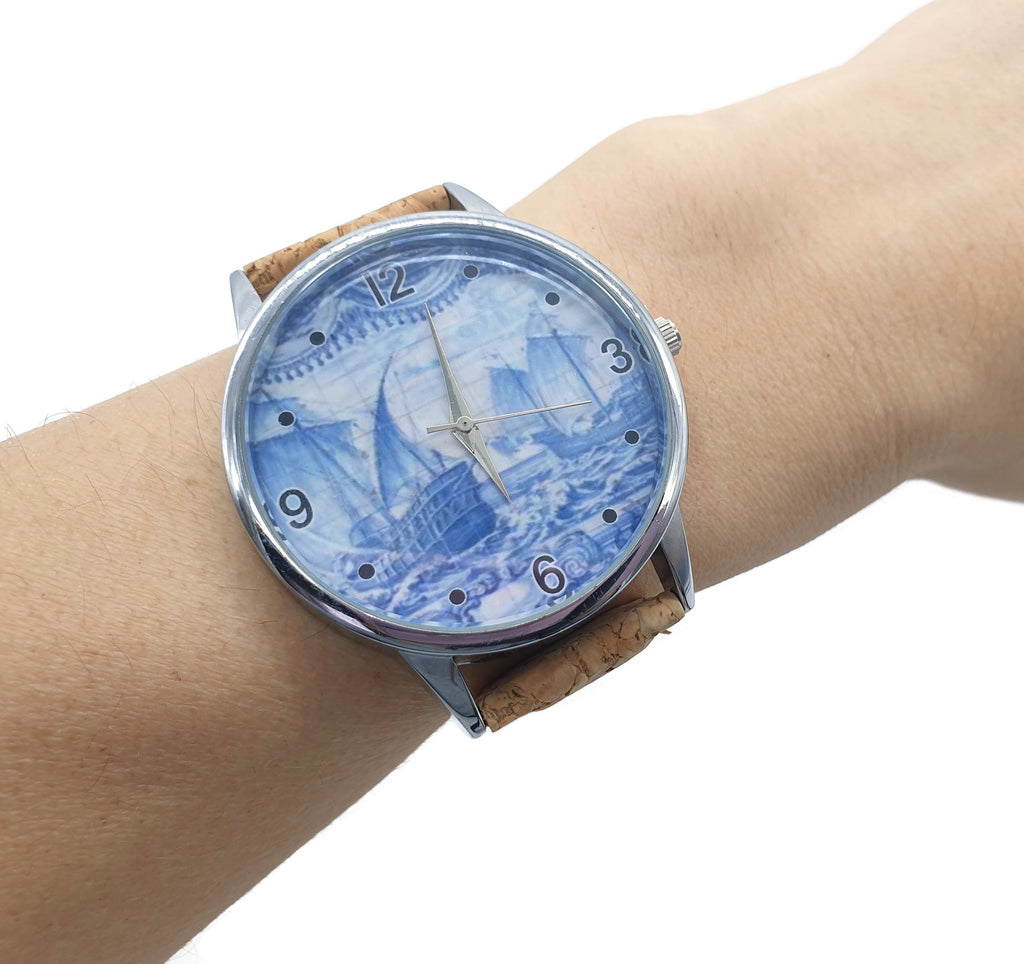 Orologio da polso in sughero con nave portoghese – ineslamy
