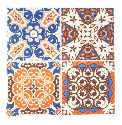 4 Tile Stickers Sheet Portuguese Tiles Scrapbooking Tile Decals Home Deco Sticker Set Envelope Sealer Laptop Stickers, Planner Stickers