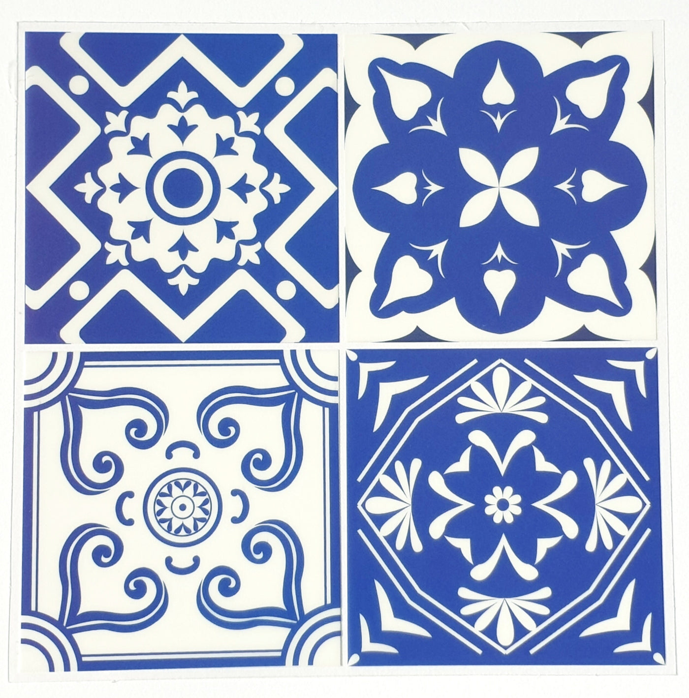 4 Blue Tile Sticker Sheet Portuguese Tile Scrapbooking Tile Decal Home Deco Sticker Set Envelope Sealer Laptop Sticker, Planner Sticker