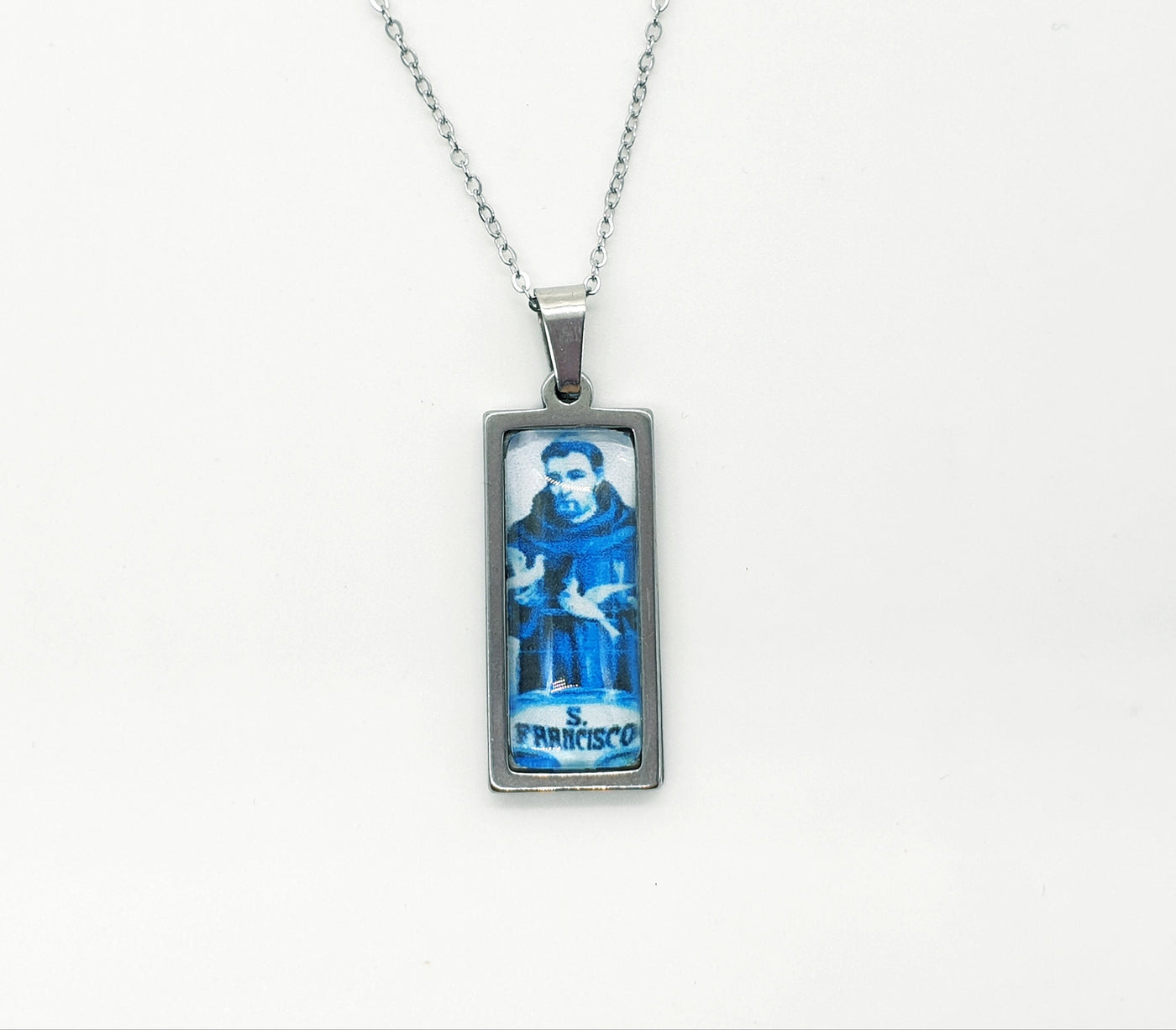S. Francisco Xavier Necklace Portugal Azulejo Tile Patron of All Missions Religious Gift Christian Bar Pendant Saint Francis