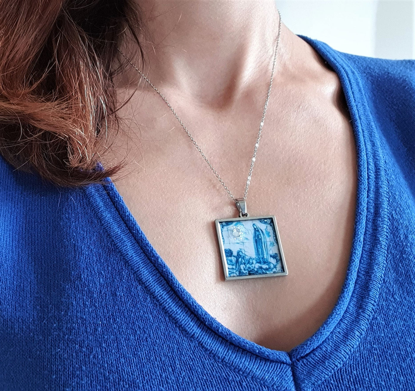 Lady of Fatima Necklace Portuguese tile – ineslamy