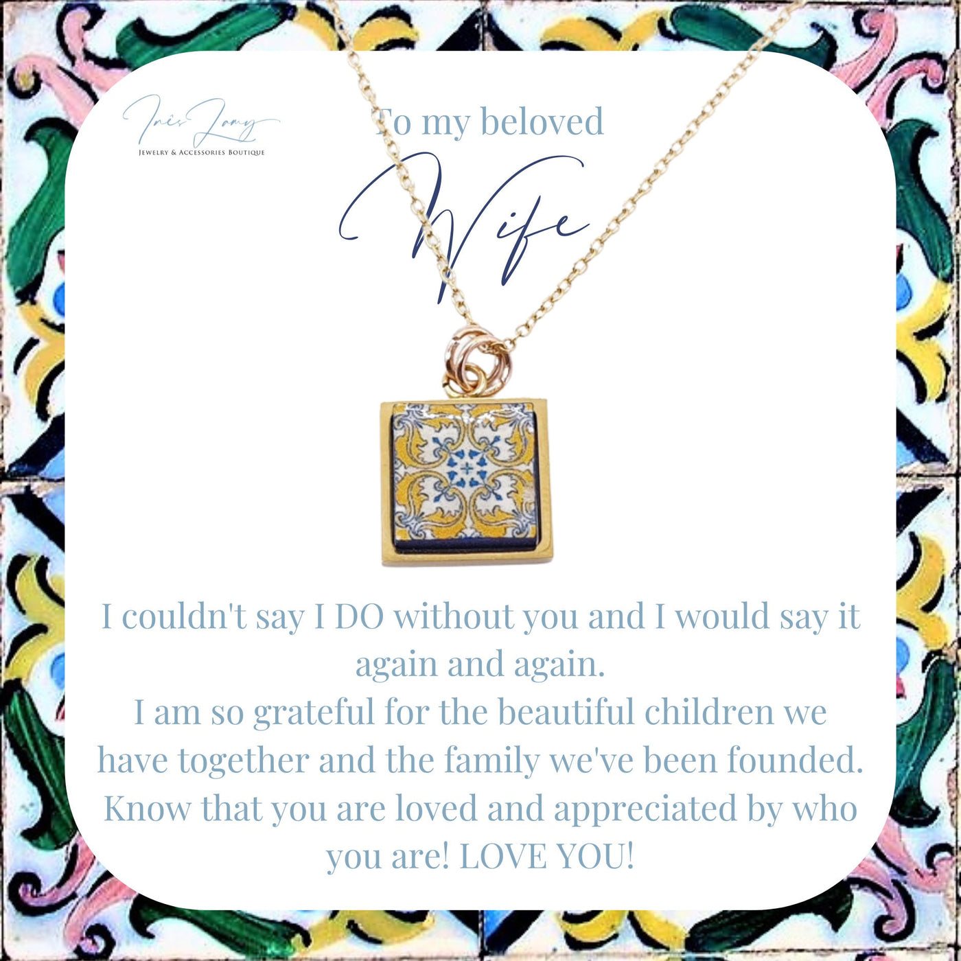 Wife Personalized Message Card Necklace Wife Gift Necklace Anniversary Spouse Gift Husband Gift for Wife Custom Sentimental Jewelry Present
