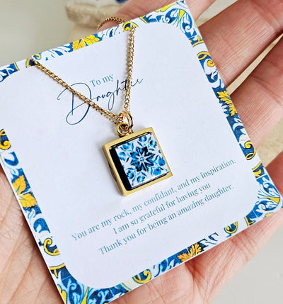 Daughter Personalized Message Card Necklace Daughter Wedding Gift Meaningful Pendant From Parent Gift Mom to Daughter Custom Jewelry Present