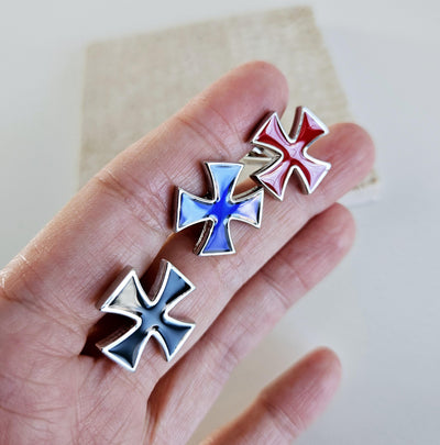 Knight Templar Enamel Cufflink Red Black Blue Cross Cufflink Business Executive Gift Corporate Cufflink Crusade Historical STEEL Groom Gift