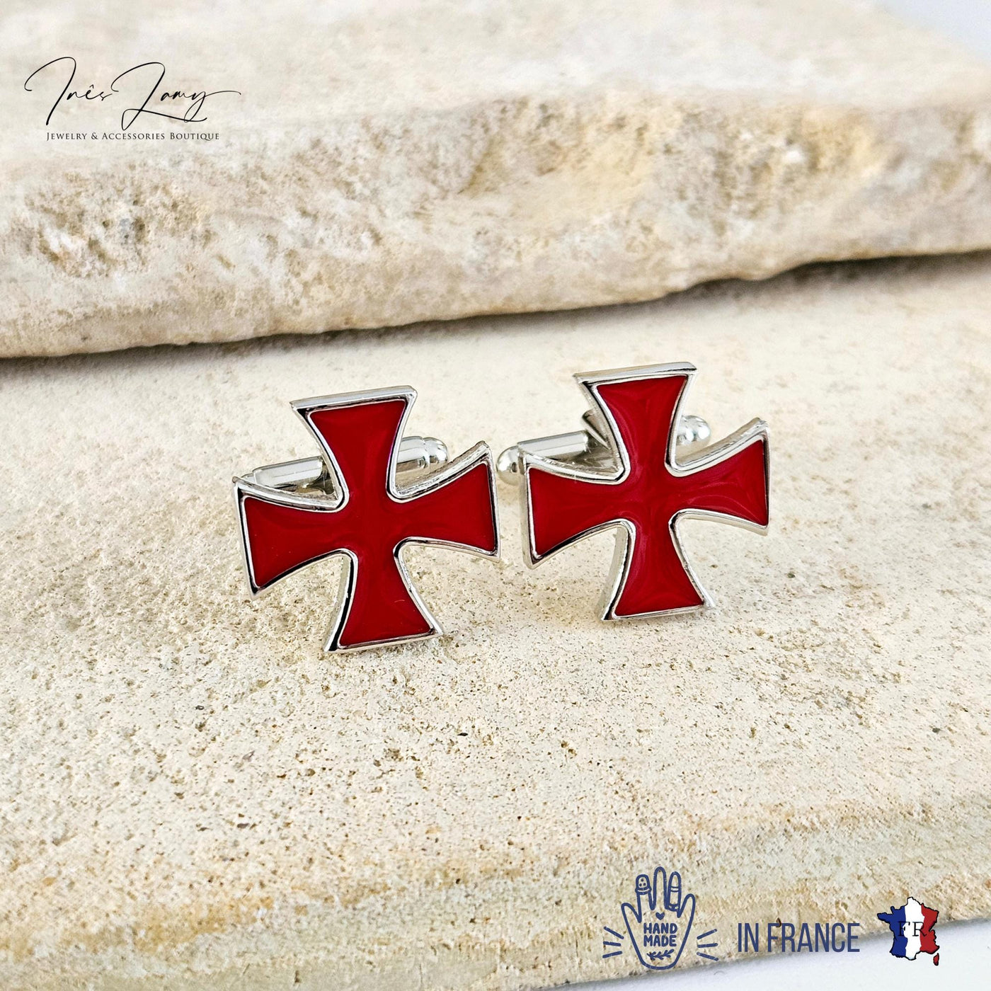 Knight Templar Enamel Cufflink Red Black Blue Cross Cufflink Business Executive Gift Corporate Cufflink Crusade Historical STEEL Groom Gift