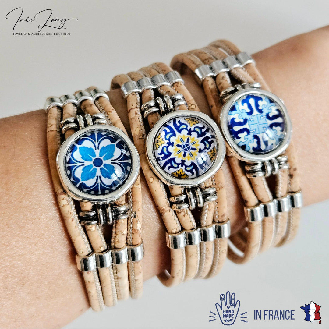 ポルトガルタイルカボション付きコルクブレスレット – ineslamy