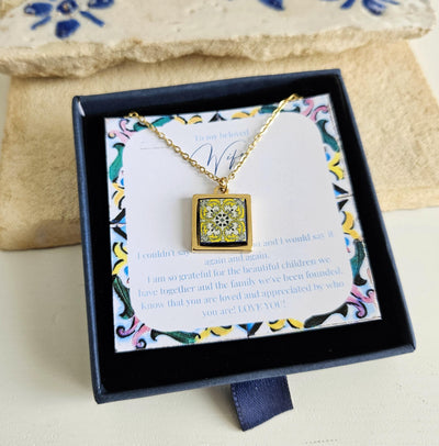 Wife Personalized Message Card Necklace Wife Gift Necklace Anniversary Spouse Gift Husband Gift for Wife Custom Sentimental Jewelry Present