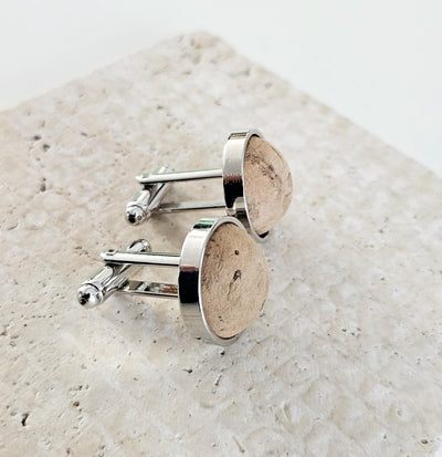 Round CORK & STEEL Cufflink Vegan Eco Friendly Groomsmen Cufflink Father's Gift Idea Geometric Business Cufflink Wine Themed Wedding Gift