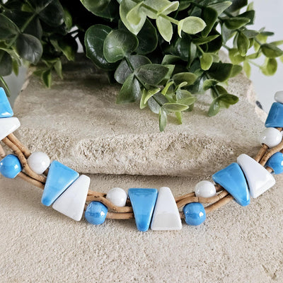 Cork Ceramic Necklace Triangle Geometric Cork Strand Necklace Choker Portuguese Jewelry Porcelain Earthenware Handmade Cork Vegan Necklace