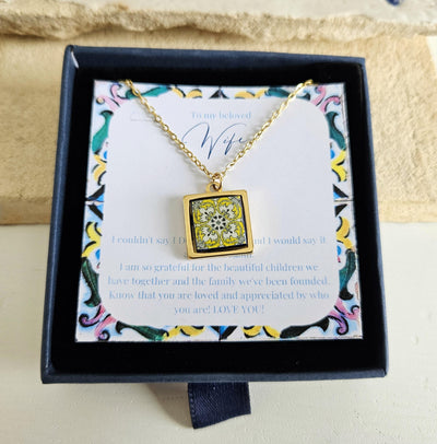 Wife Personalized Message Card Necklace Wife Gift Necklace Anniversary Spouse Gift Husband Gift for Wife Custom Sentimental Jewelry Present