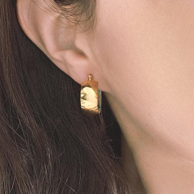 GOLD Large Hoop BLUE Tile STEEL Earring Azulejo Inlay Portuguese Typical Tile Hoops Anniversary Women Handmade Blue Yellow Jewelry Gift