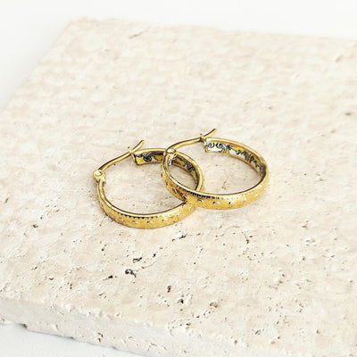 GOLD Etched Dot Hoop Earring Yellow Blue Inlay Tile Hoop Portuguese Tile Jewelry Anniversary Birthday Woman Gift Stainless Steel 22mm|0.9"