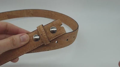 Cork Leather Belt No Buckle Belt Snap on Strap Belt Western Men Gift Natural Organic Eco Friendly Belt Snap Cork Belt Strap Vegan Leather