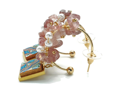 ARIA - Rose Quartz Gold Hoop Earrings