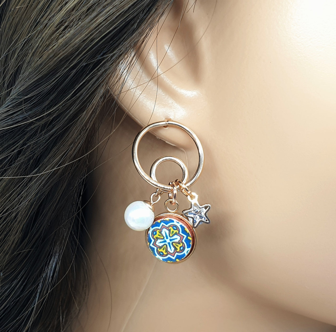 HENRIQUETA - Rose Gold Hoop Stud Earrings