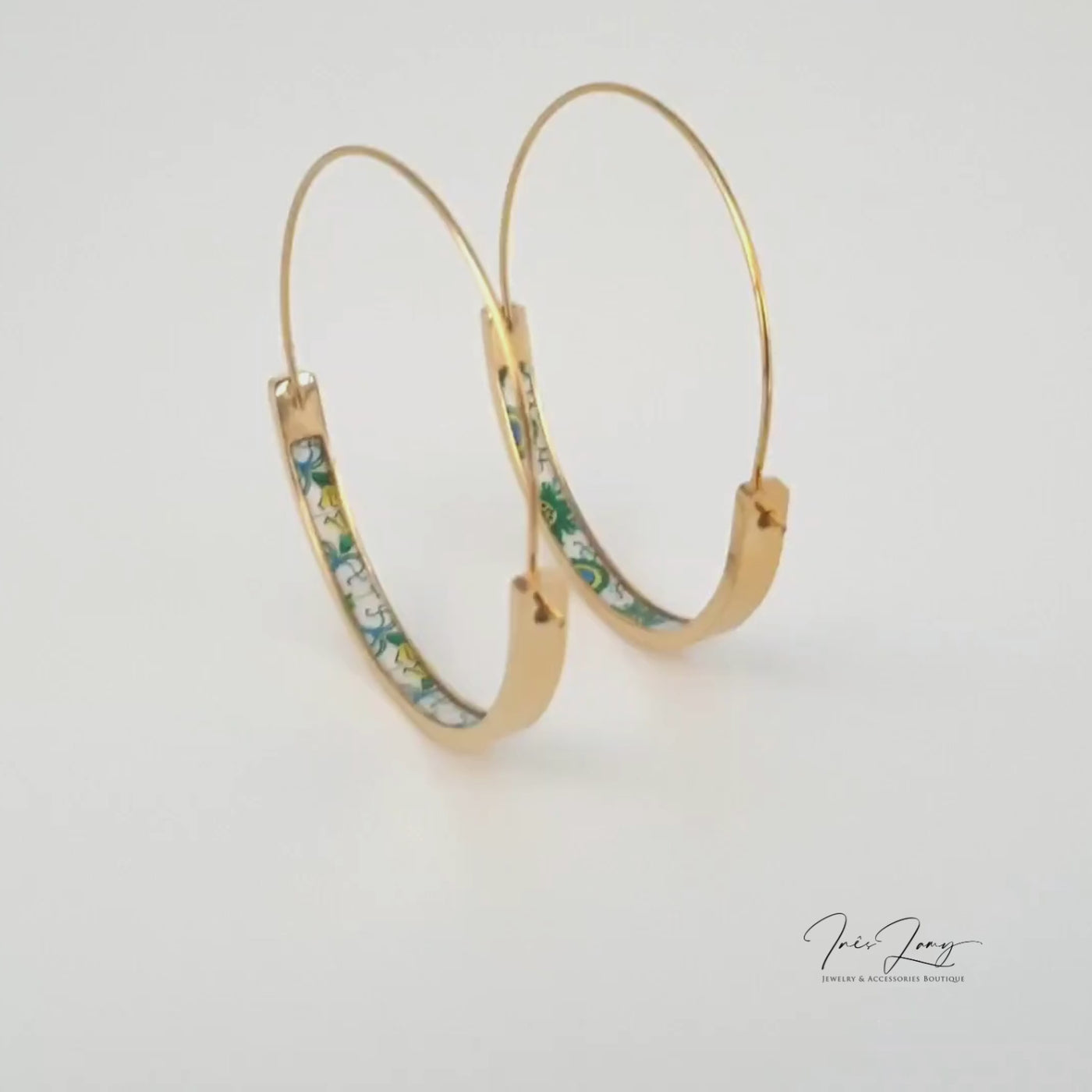 CYBELE - Green & Yellow Hoop Tile Earrings