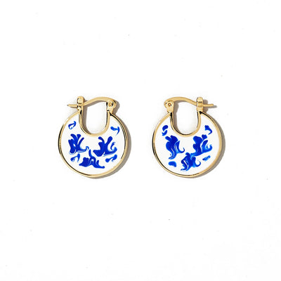 MORGANE - Blue & Gold Hoop Earrings