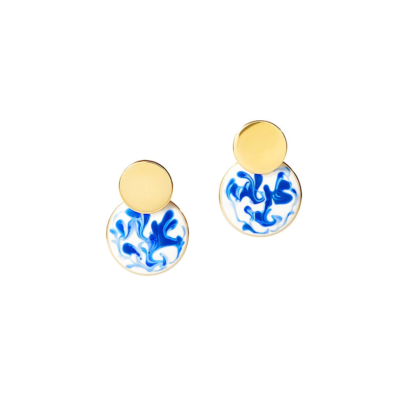 MARIE - Blue & Gold Stud Earrings