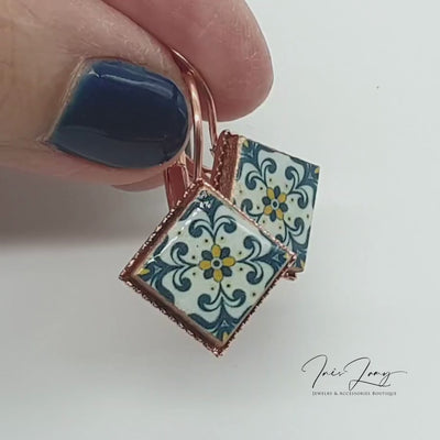 INES - Portugal Azulejo Earrings