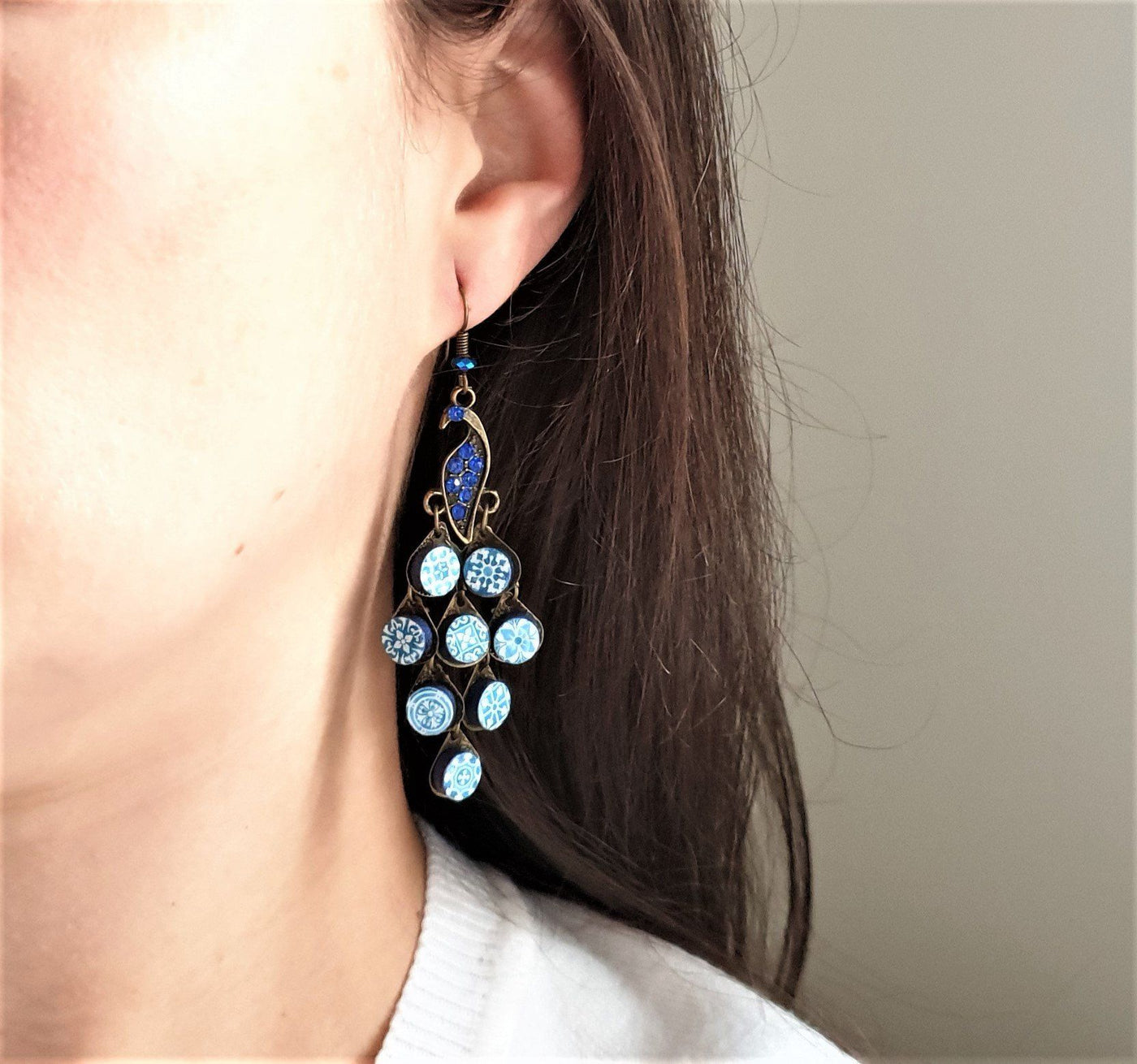 LUISA - Peacock Tile Earrings - ineslamy