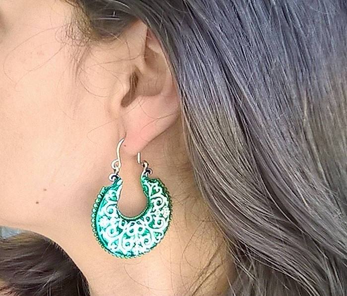 JANE - Green Ceramic Clay Earrings - ineslamy