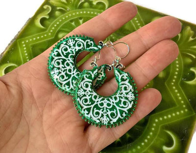 JANE - Green Ceramic Clay Earrings - ineslamy