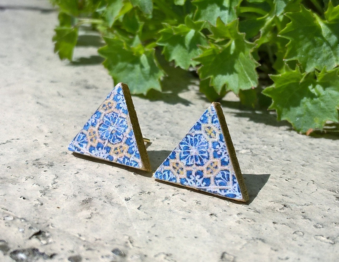 LAVINIA - Triangle Antique Tiles Stud Earrings