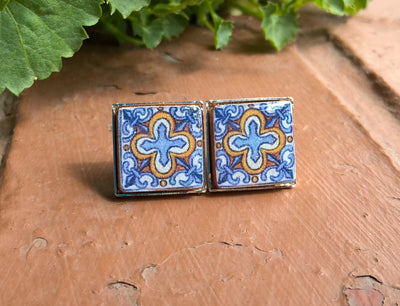 PILAR - Turquoise Mexican Tile Earrings