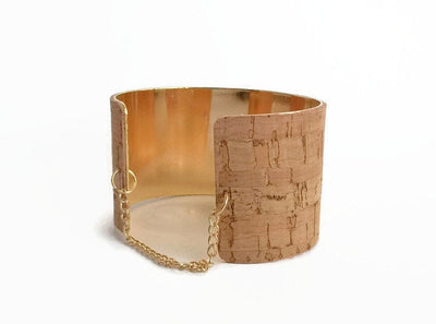 Portuguese cork cuff bracelet, statement bracelet, wide but minimalist, modern style,  cork bracelet, contemporary jewelry, vegan bracelet - ineslamy