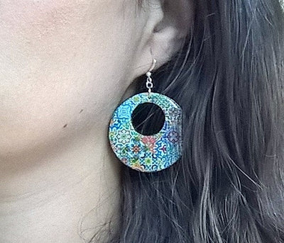Isabella - Mexican Mixed Tiles Hoop Earrings - ineslamy