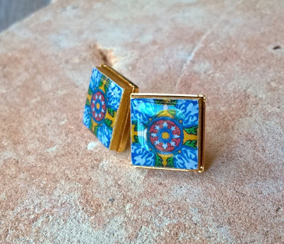 MAGDALENA - Mexican small tile earrings - ineslamy