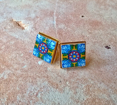 MAGDALENA - Mexican small tile earrings - ineslamy