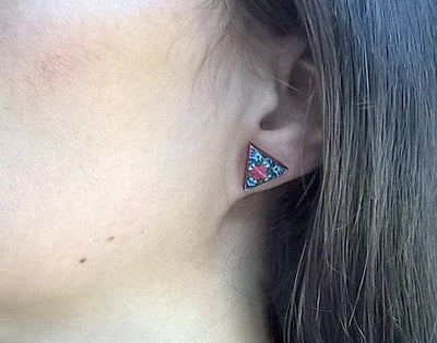 JUANITA - Mexican Red Flower Triangle Earrings - ineslamy