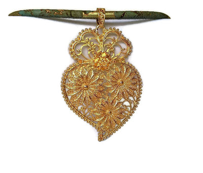 CAROLINA - Gold Heart of Viana Cork Necklace - ineslamy