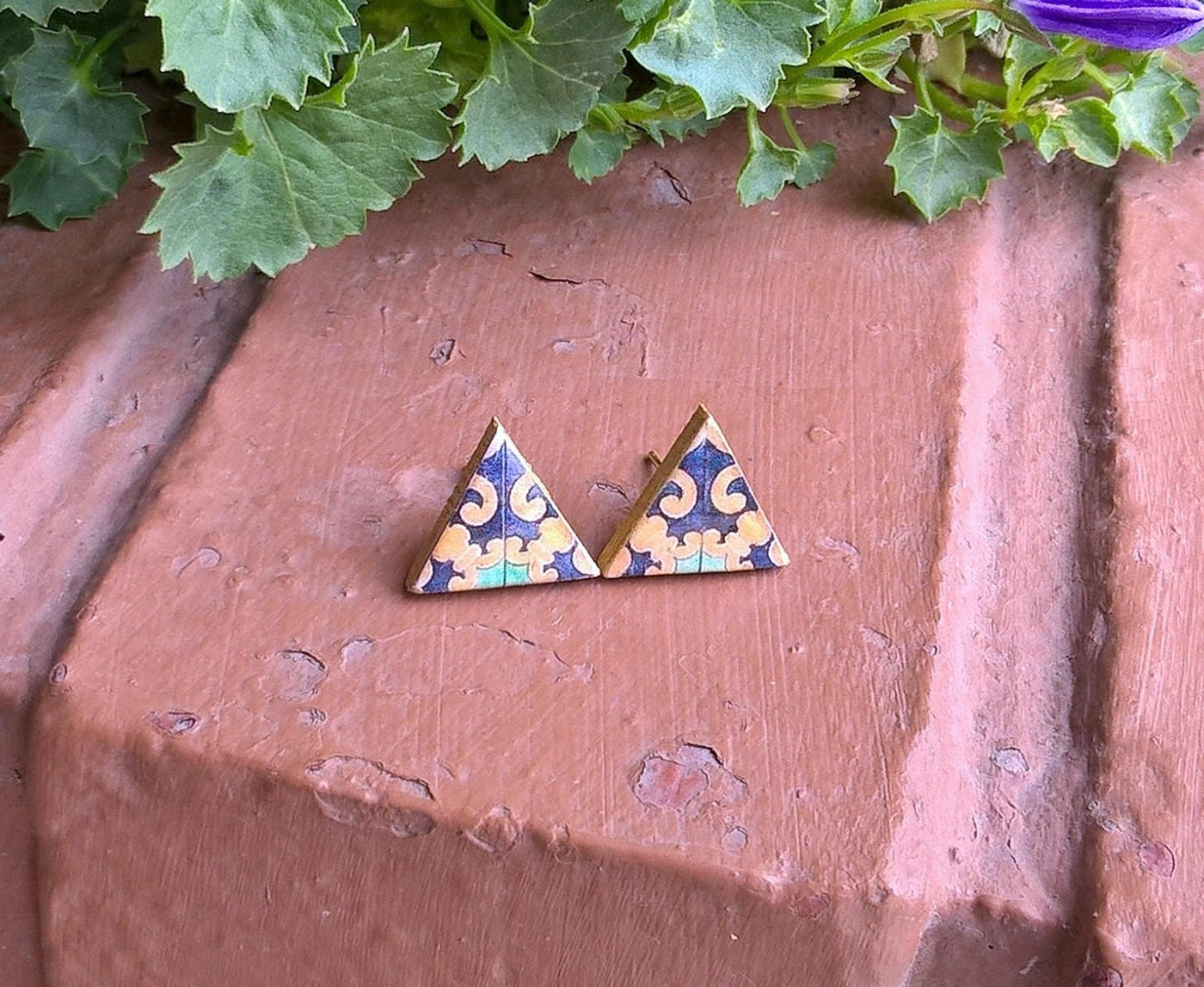 PAOLA - Mexican Triangle Tile Stud Earrings