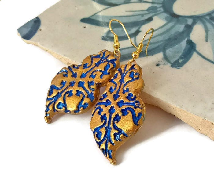NARCISA - Viana Heart Embossed Clay Ceramic Earrings