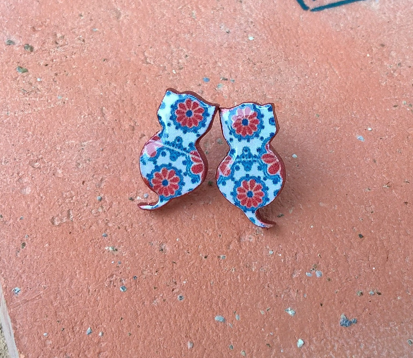 NOA - Mexican Tiles Cat Earrings - ineslamy