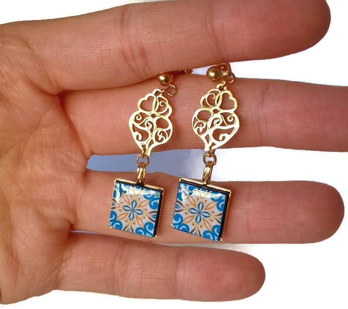 NURIA - Viana Heart Tile earrings