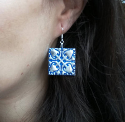 VIRGINIE - Silver Tile Earrings - ineslamy