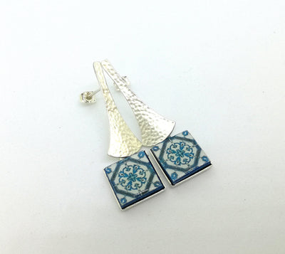 CANDIDA - Portugal Blue Tile Long Earrings