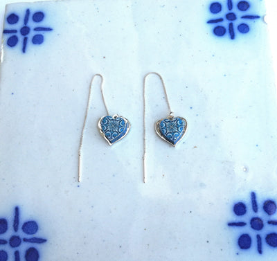 CORINA - Blue Heart Tile Earrings