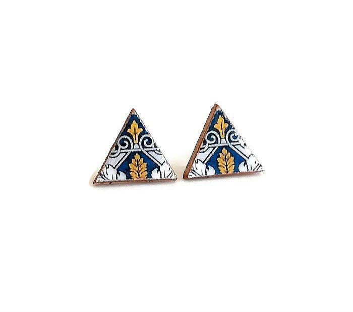 Lily - Triangle Tiles Stud Earrings - ineslamy